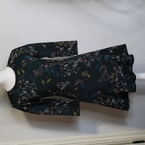 Banana Republic Dress Size 0 Green Fit and Flare Mid Sleeve Floral
